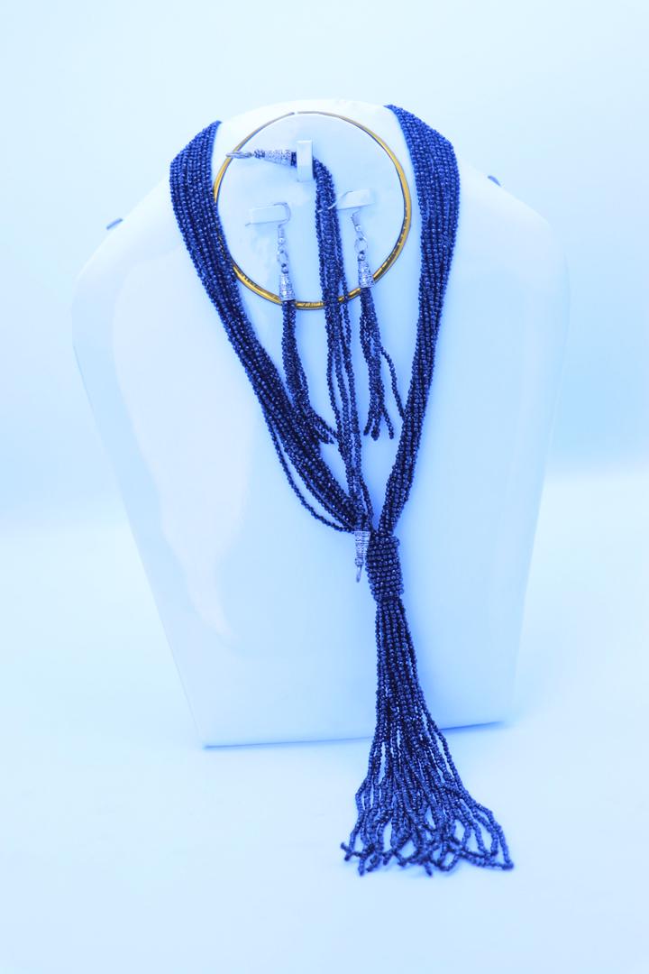 Lapislazuli Quasten-Halsketten-Set – Bild 2