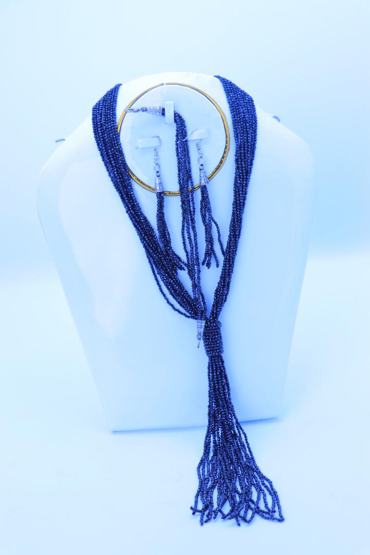 Lapislazuli Quasten-Halsketten-Set – Bild 3