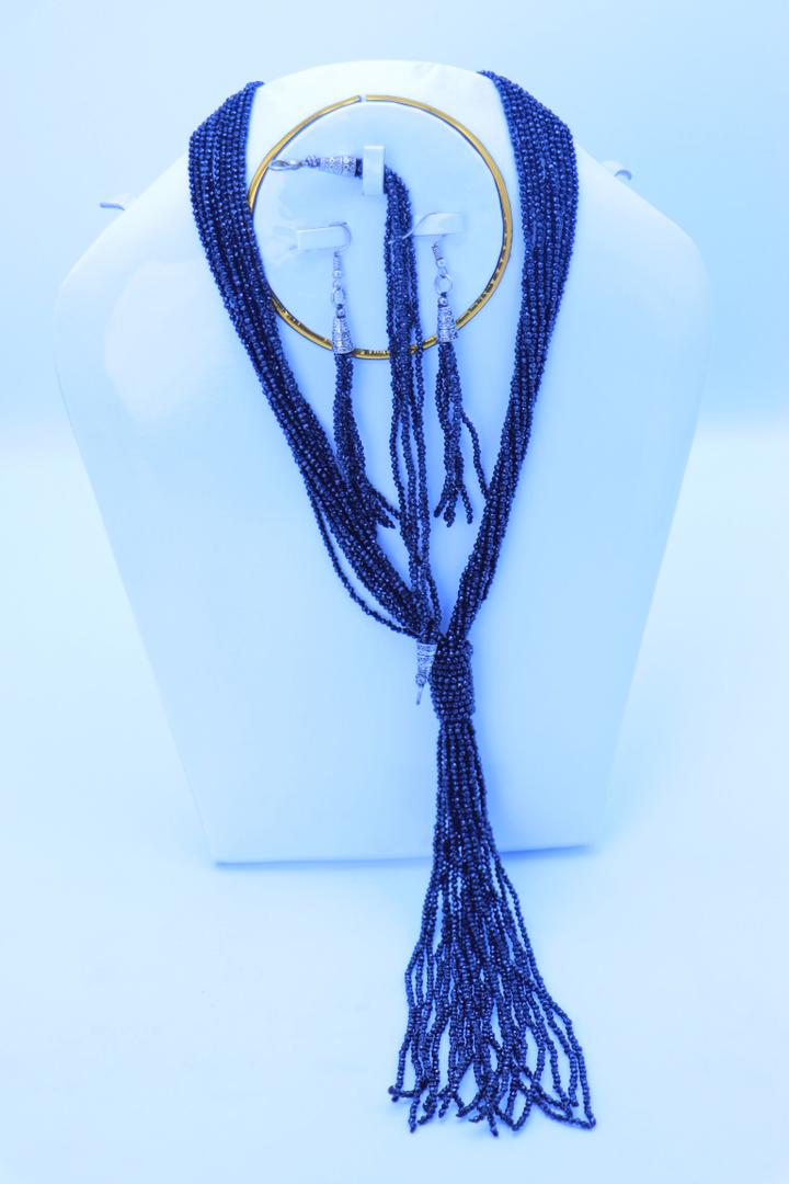 Lapislazuli Quasten-Halsketten-Set – Bild 4