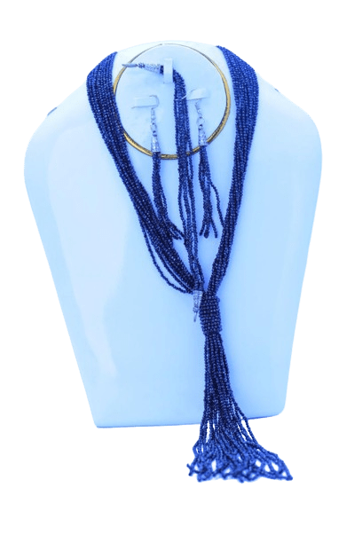 Lapislazuli Quasten-Halsketten-Set
