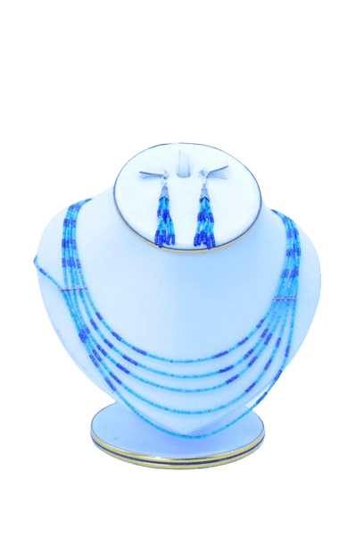 Mehrsträngiges Halsketten- und Ohrring-Set aus Lapis Lazuli und Türkis