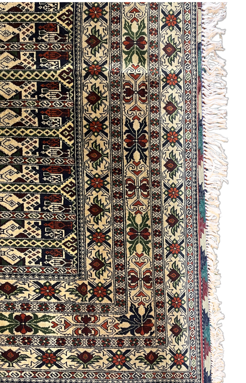 Handgeknüpfter Ala Bakhmal Teppich - Afghanischer Nomadenteppich aus Wolle & Seide - Orientteppich Boho Vintage - Wohnzimmerteppich – Bild 4