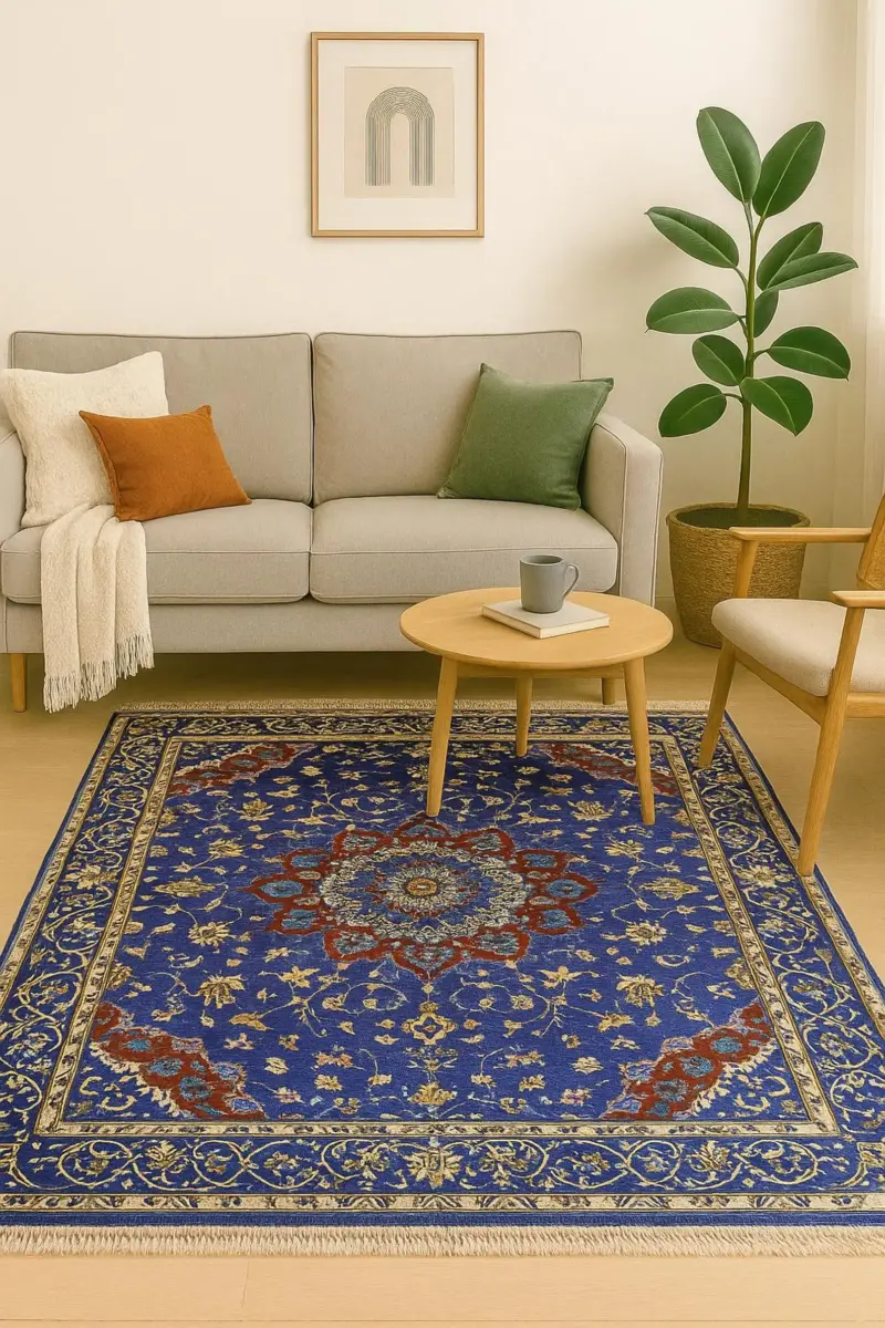 Handgeknüpfter Yak Gula Blue Teppich - Afghanischer Nomadenteppich aus Wolle - Orientteppich Boho Vintage - Wohnzimmerteppich - Klassisch