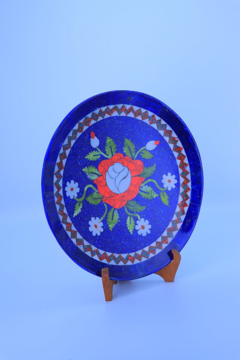 Lapislazuli Dekoteller mit Blumenmuster – Bild 2