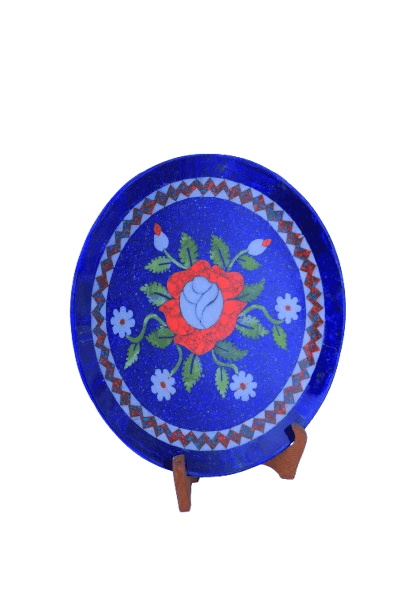 Lapislazuli Dekoteller mit Blumenmuster