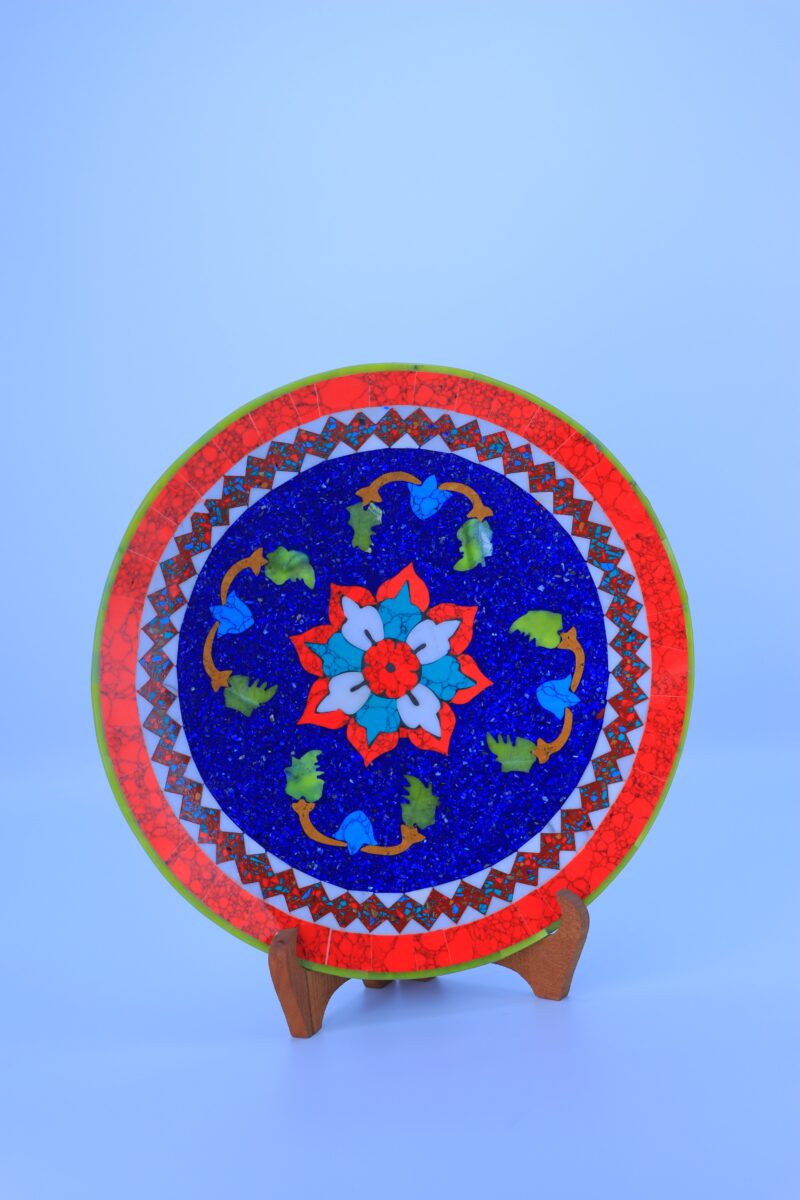 Lapislazuli Dekoteller mit Blumenmuster – Bild 3