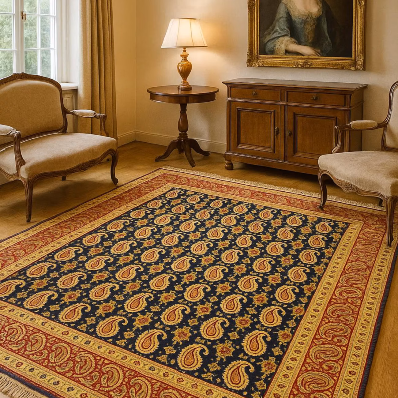 Handgeknüpfter Zanjerak Teppich - Afghanischer Nomadenteppich aus Wolle - Orientteppich Boho Vintage - Wohnzimmerteppich - Klassisch