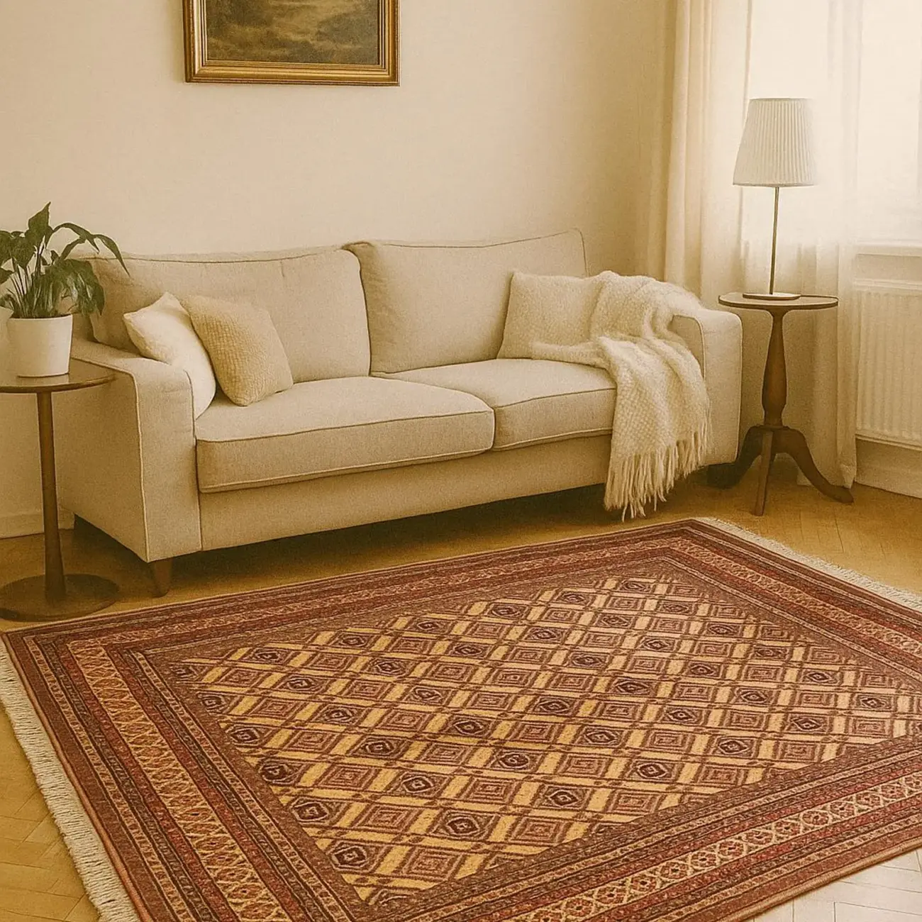 Handgeknüpfter zaher Shahee Teppich - Afghanischer Nomadenteppich aus Wolle - Orientteppich Boho Vintage - Wohnzimmerteppich - Klassisch