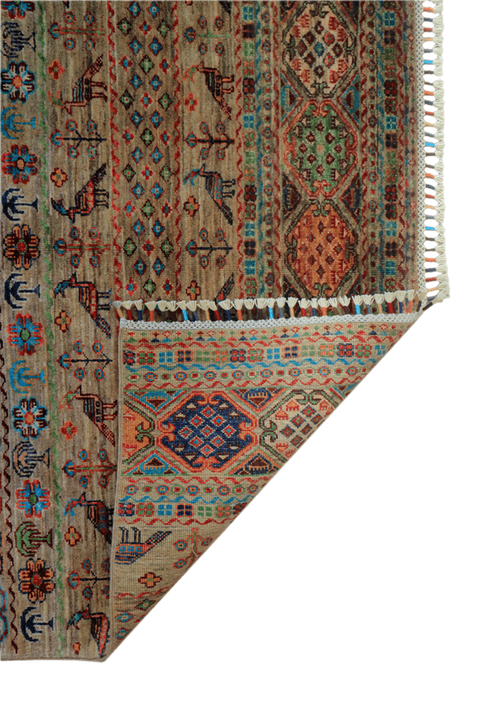 Handgeknüpfter KhorjinTeppich - Afghanischer Nomadenteppich aus Wolle - Orientteppich Boho Vintage - Wohnzimmerteppich - Klassisch – Bild 3