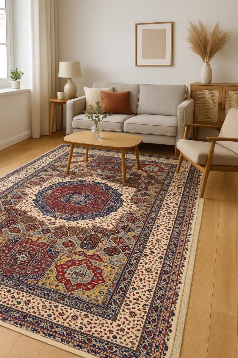 Handgeknüpfter Mamlok Belgik Teppich - Afghanischer Nomadenteppich aus Wolle - Orientteppich Boho Vintage - Wohnzimmerteppich - Klassisch