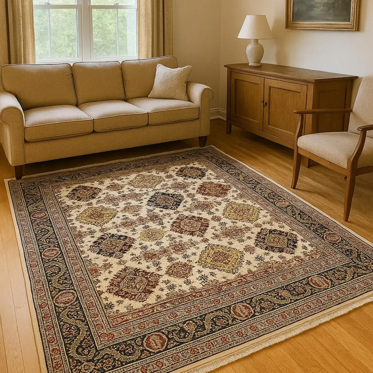 Handgeknüpfter Orientteppich - Abrishum Naqsha - Seidenteppich aus Afghanistan - Wohnzimmer/Boho Unikat