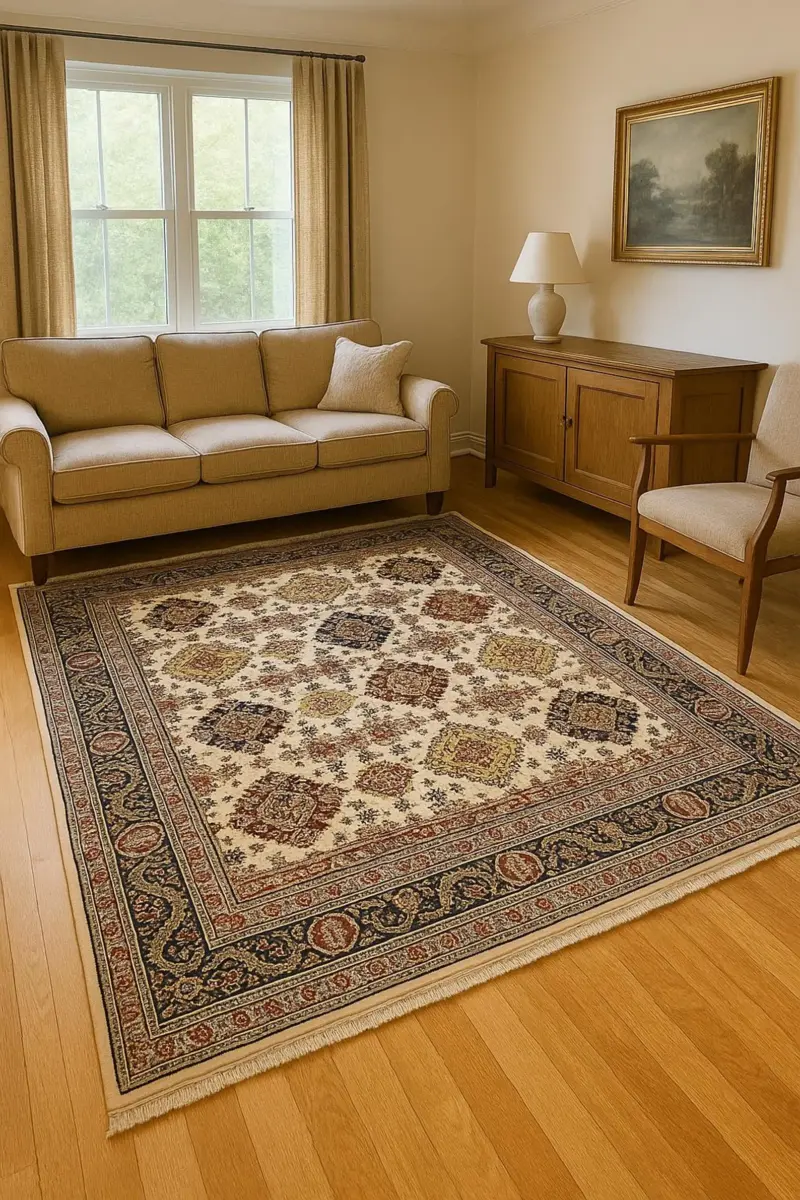 Handgeknüpfter Orientteppich - Abrishum Naqsha - Seidenteppich aus Afghanistan - Wohnzimmer/Boho Unikat