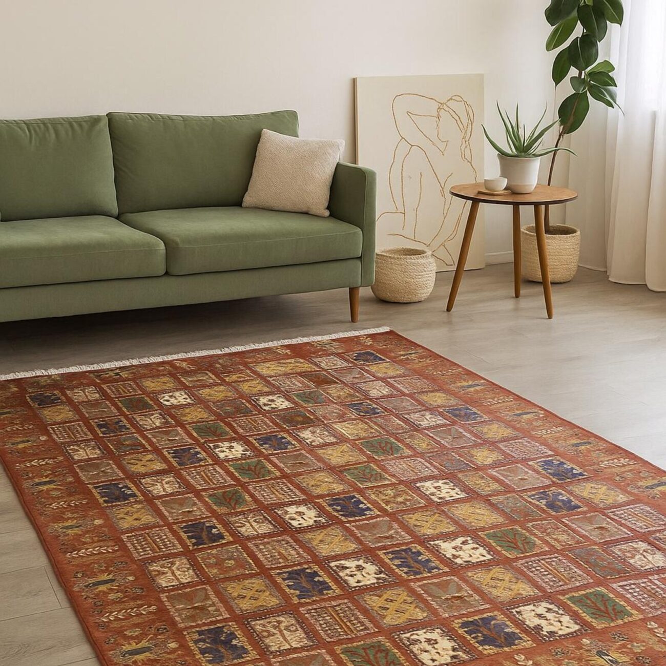 Handgeknüpfter Chahar fasel Teppich - Afghanischer Nomadenteppich aus Wolle - Orientteppich Boho Vintage - Wohnzimmerteppich - Klassisch
