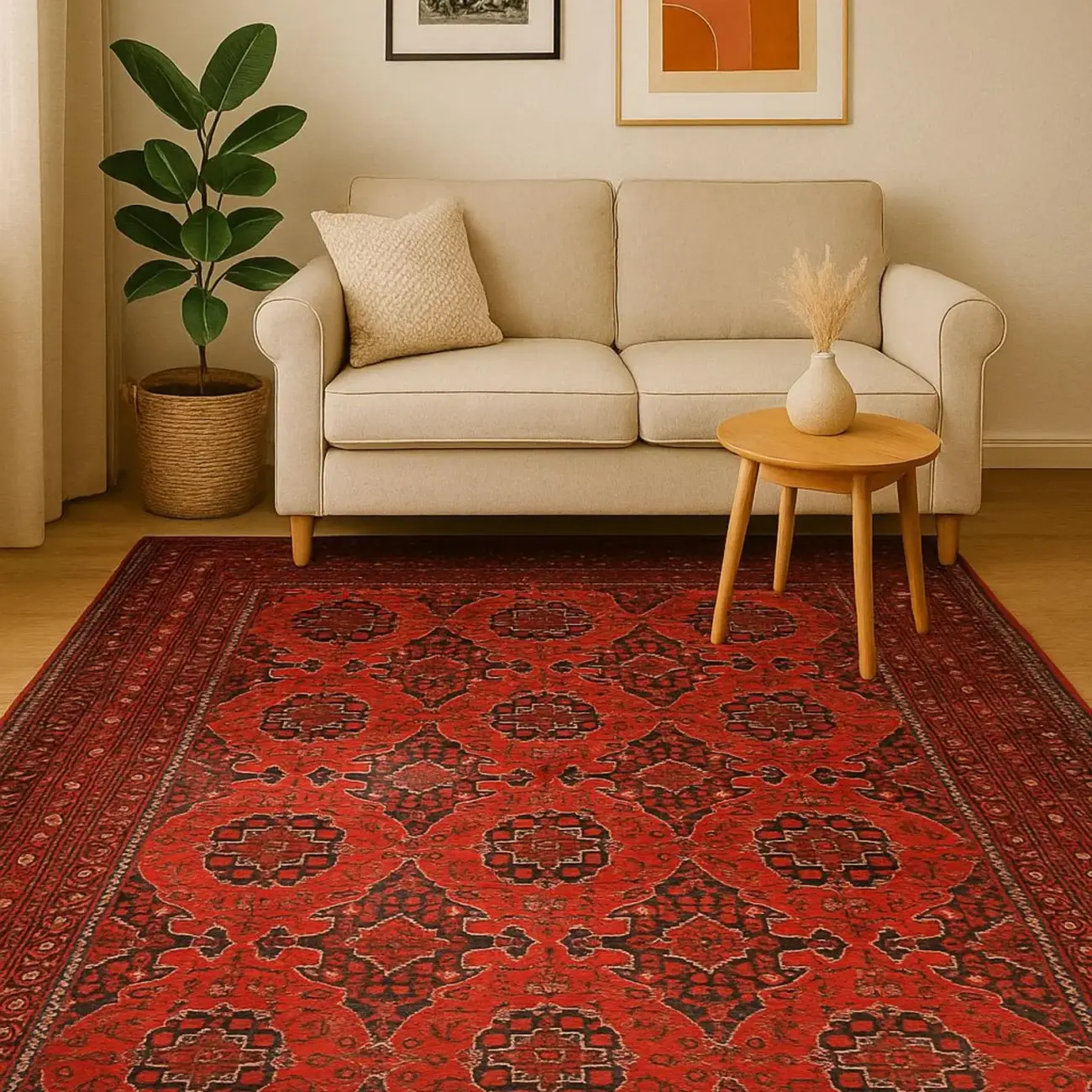 Handgeknüpfter Gul gandomak Teppich - Afghanischer Nomadenteppich aus Wolle - Orientteppich Boho Vintage - Wohnzimmerteppich - Klassisch