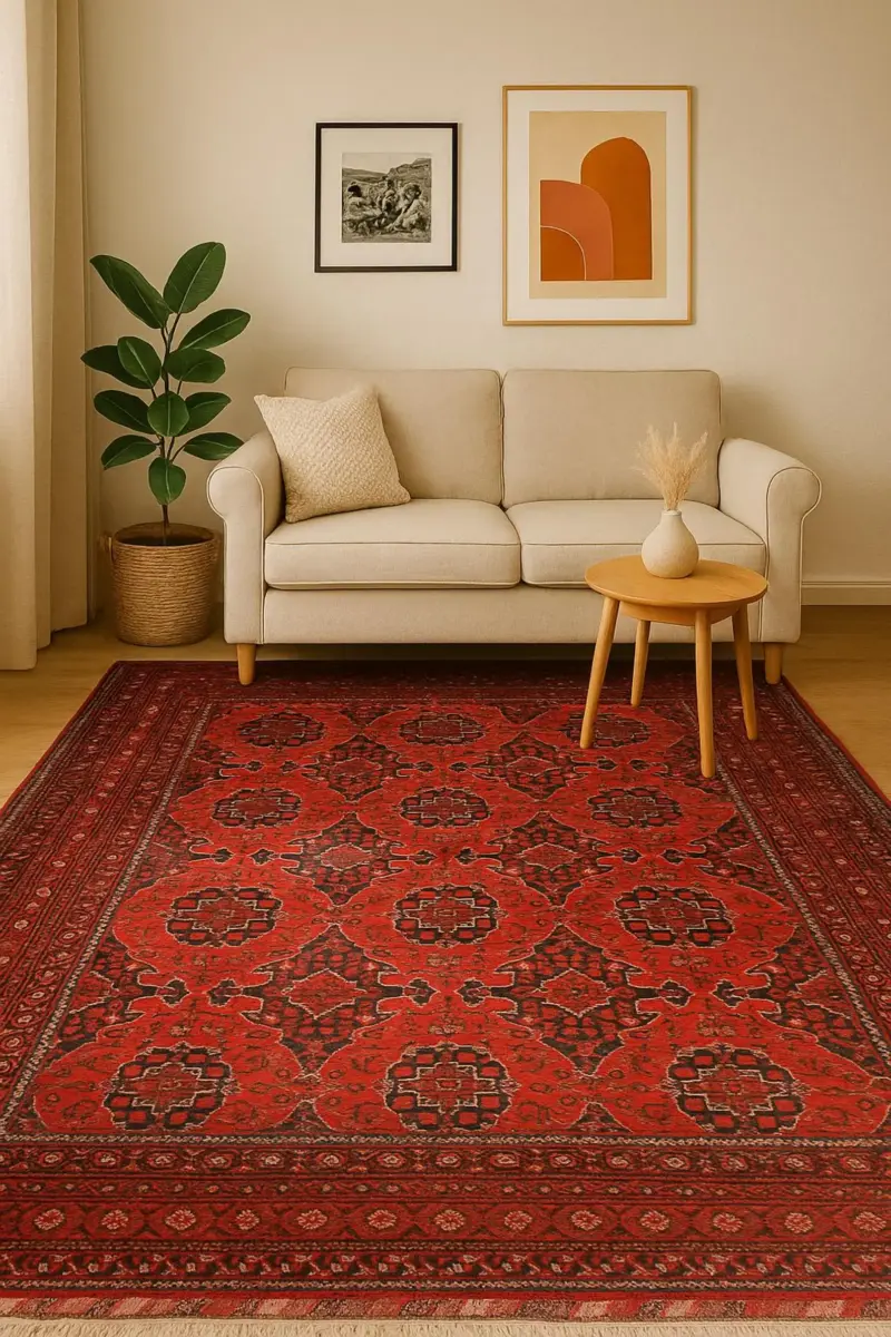 Handgeknüpfter Gul gandomak Teppich - Afghanischer Nomadenteppich aus Wolle - Orientteppich Boho Vintage - Wohnzimmerteppich - Klassisch