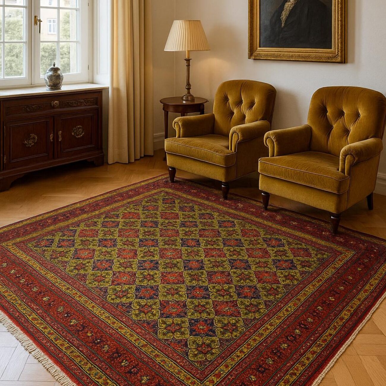 Handgeknüpfter Yousufi Teppich - Afghanischer Nomadenteppich aus Wolle - Orientteppich Boho Vintage - Wohnzimmerteppich - Klassisch