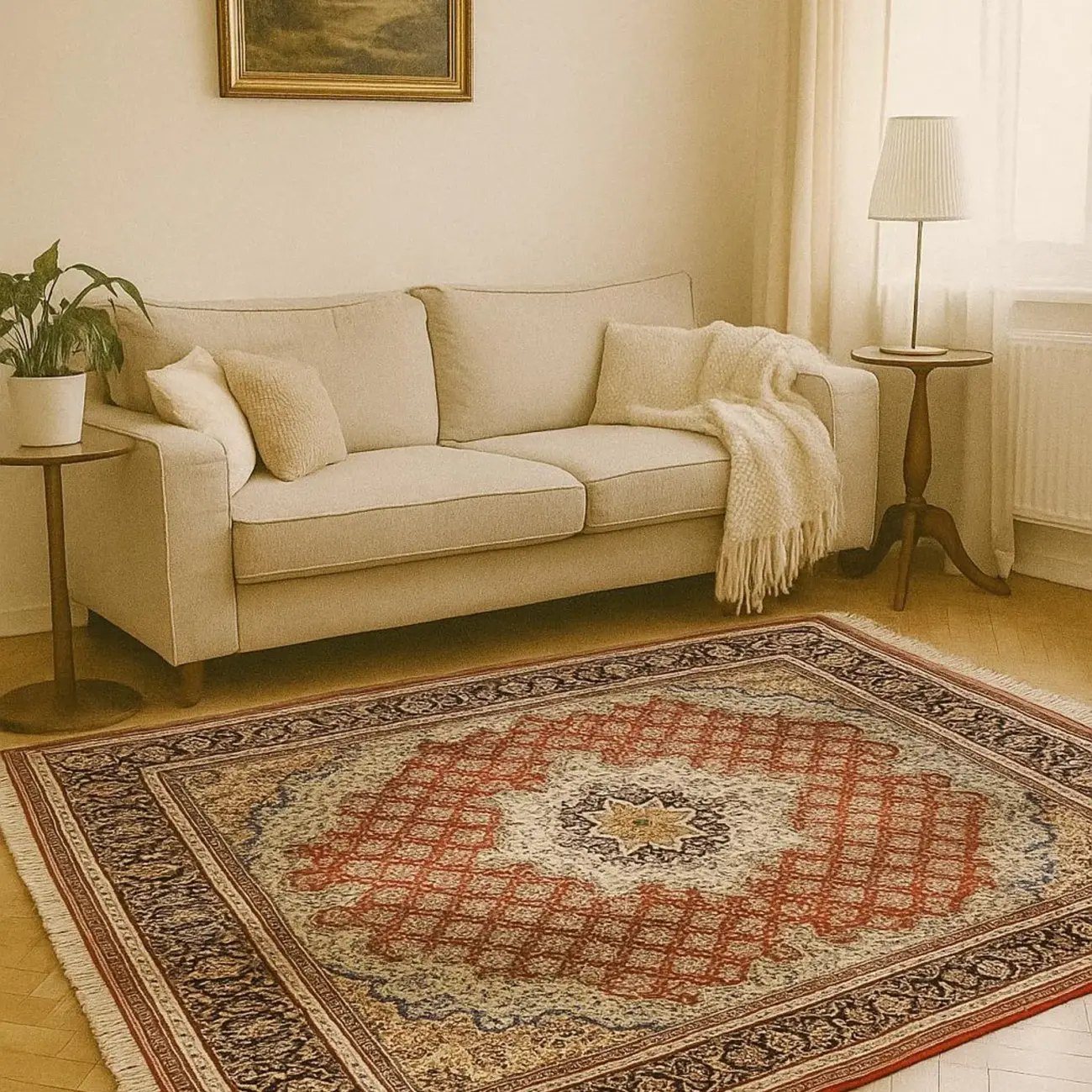 Handgeknüpfter Yak Gula Riza mahi Teppich - Afghanischer Nomadenteppich aus Wolle - Orientteppich Boho Vintage - Wohnzimmerteppich