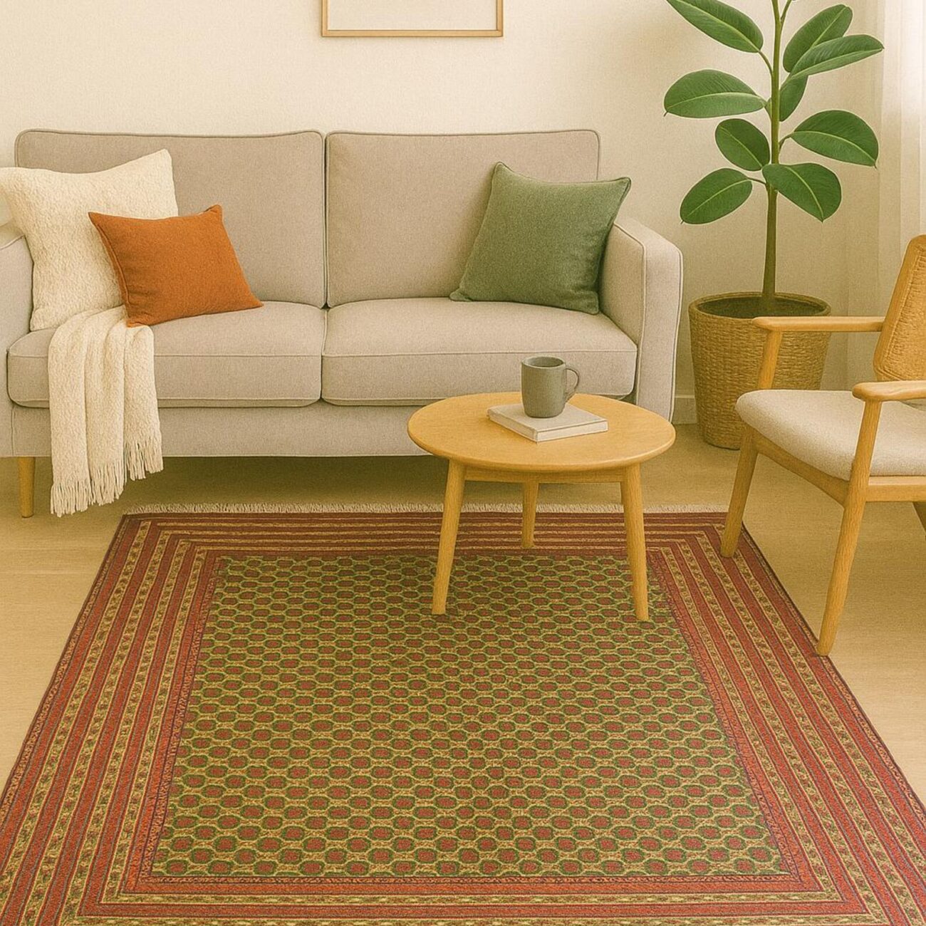 Handgeknüpfter Mauree Teppich - Afghanischer Nomadenteppich aus Wolle - Orientteppich Boho Vintage - Wohnzimmerteppich - Klassisch