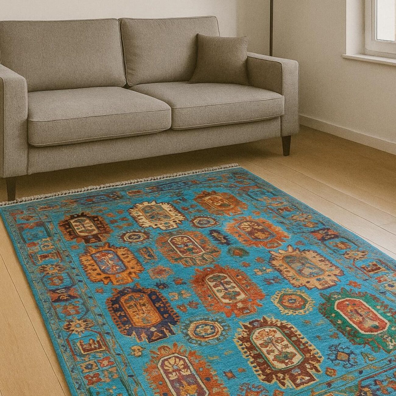 Handgeknüpfter Waziri Teppich - Afghanischer Nomadenteppich aus Wolle - Orientteppich Boho Vintage - Wohnzimmerteppich - Klassisch